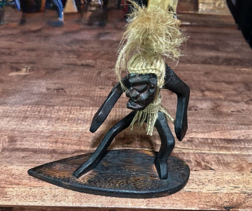 SURFER DUDE TIKI WARRIOR Hawaiian Hand-Carved Wooden Sculpture